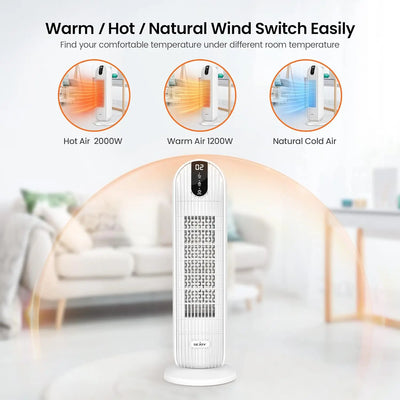 SEJOY Fan Heater Energy-Saving Quiet Electric Heaters Electric Blanket 3 Modes 90° Oscillating Overheating Tilt Protection