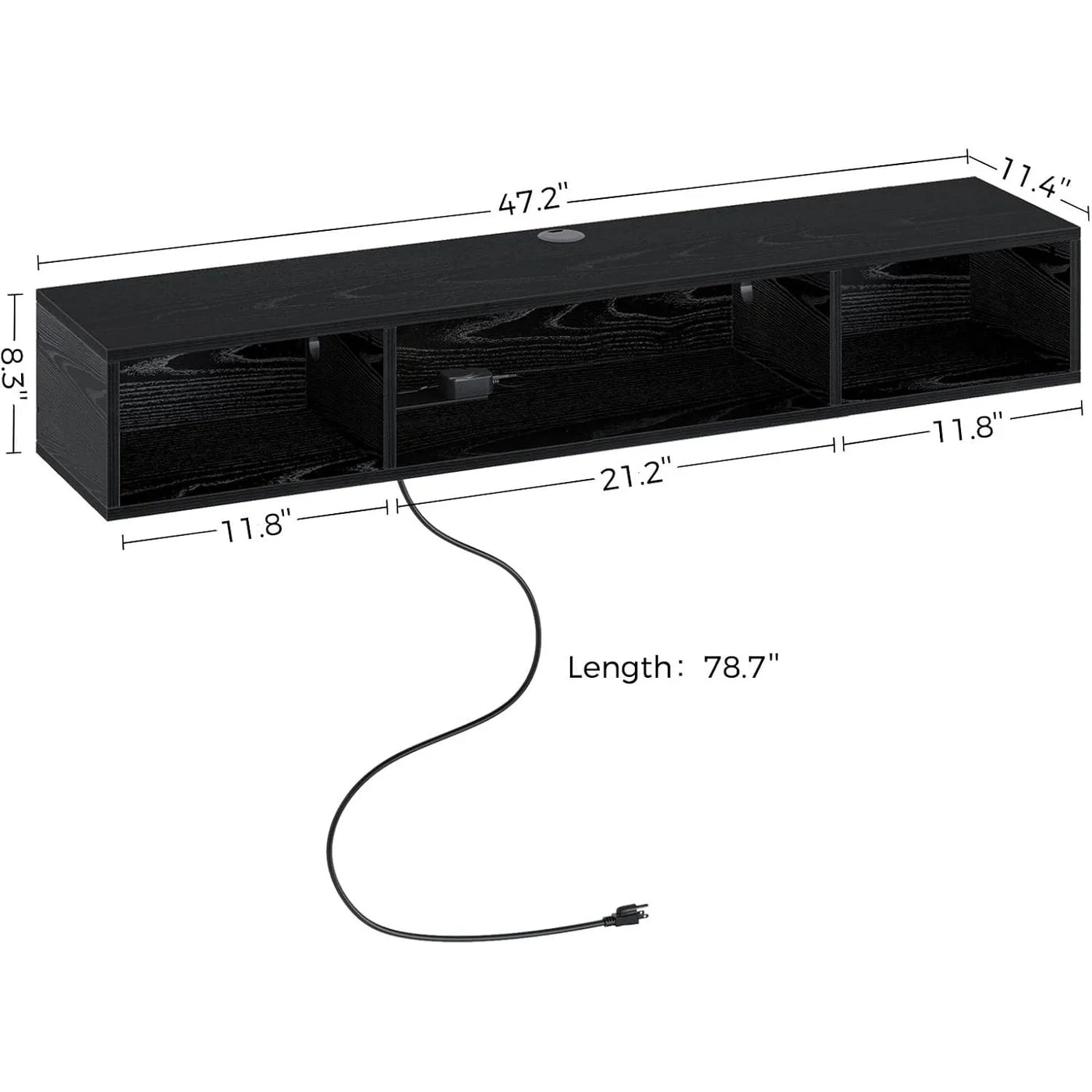 TV Stand with Power Outlet, Floating TV Stand with RGB Lights, 47.2" Wall Mounted TV Shelf,Media Console with Storage Shelf