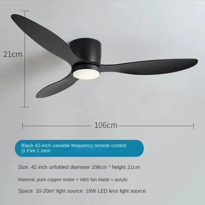 Modern LED Ceiling Fan Lights, Low Floor Decorative Lights with Remote Control, Home Lighting with Fans in Bedrooms and Homes