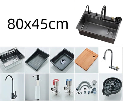 Manufacturer's lowest price, stainless steel kitchen sink, single sink kitchen sink, Feiyu Waterfall faucet