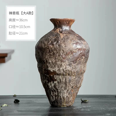 Jingdezhen Quiet Wind Zen Decorations Large and Coarse Pottery Pot Hand Arranging Retro Porcelain Vases