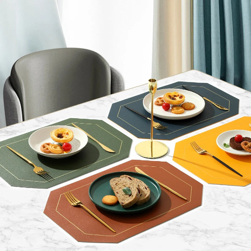 Pure Color Double-Layer Square Leather Placemat Nordic Ins Western Placemat Oil-Proof Table Mat PVC Plate Mat