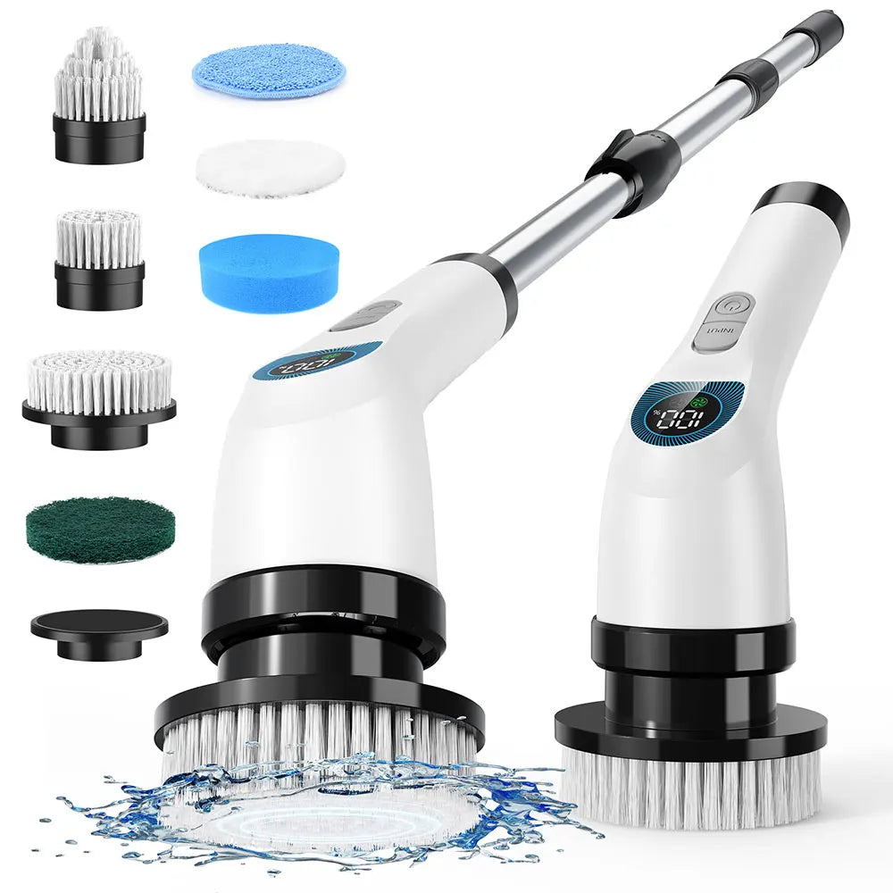 Electric Cleaning Brush Shower Cleaning Brush with 7 Interchangeable Drill Brush Heads Wireless Scrubber with Adjustable Handle