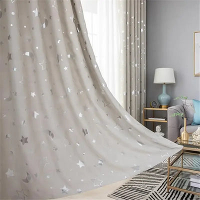 Blackout Divider Curtains Light Blocking Curtain Star Moon Full Cloth Heat Insulation Noise Blocking Drapes For Sleeping Bedroom