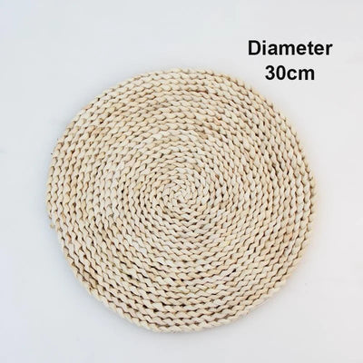 1Pcs round Natural Corn Wool Woven Placemat Heat-Resistant Thickened Insulation Casserole Tea Mat Kitchen Supplies