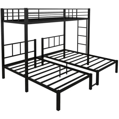 Twin Over Twin & Twin Bunk Beds for 3, Triple Bunk Bed for 3 with Guardrails, Ladder & Upper-Bed Platform, for Children