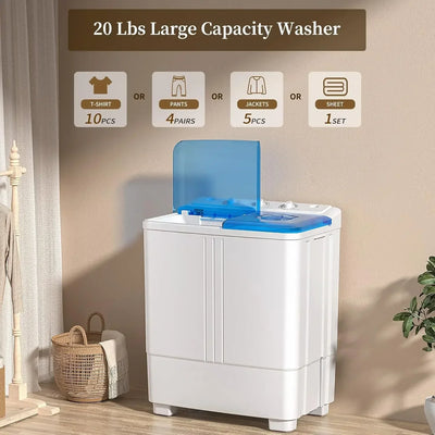 Washing Machine, 14 20 28 40 Lbs Twin Tub, Laundry Compact Washer Spinner Combo With 40lbs Capacity, And 16Lbs Spinner Dryer