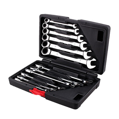 12pcs Fixed Spanners Ratchet Wrench Hand Tool Set Kit 8-19mm Spanners Ratchet Hardware Hand Tools Flexible Combination Spanners