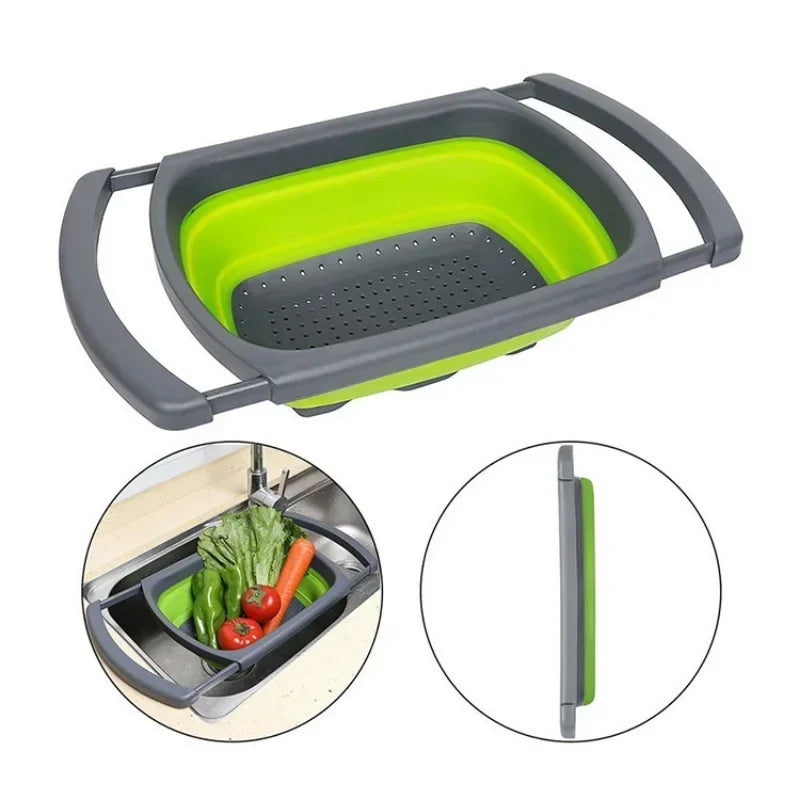 Collapsible Colanders Kitchen Strainer Basket Drain Folding Baskets Fruit Vegetable Foldable Draining Basket Kitchen Tools