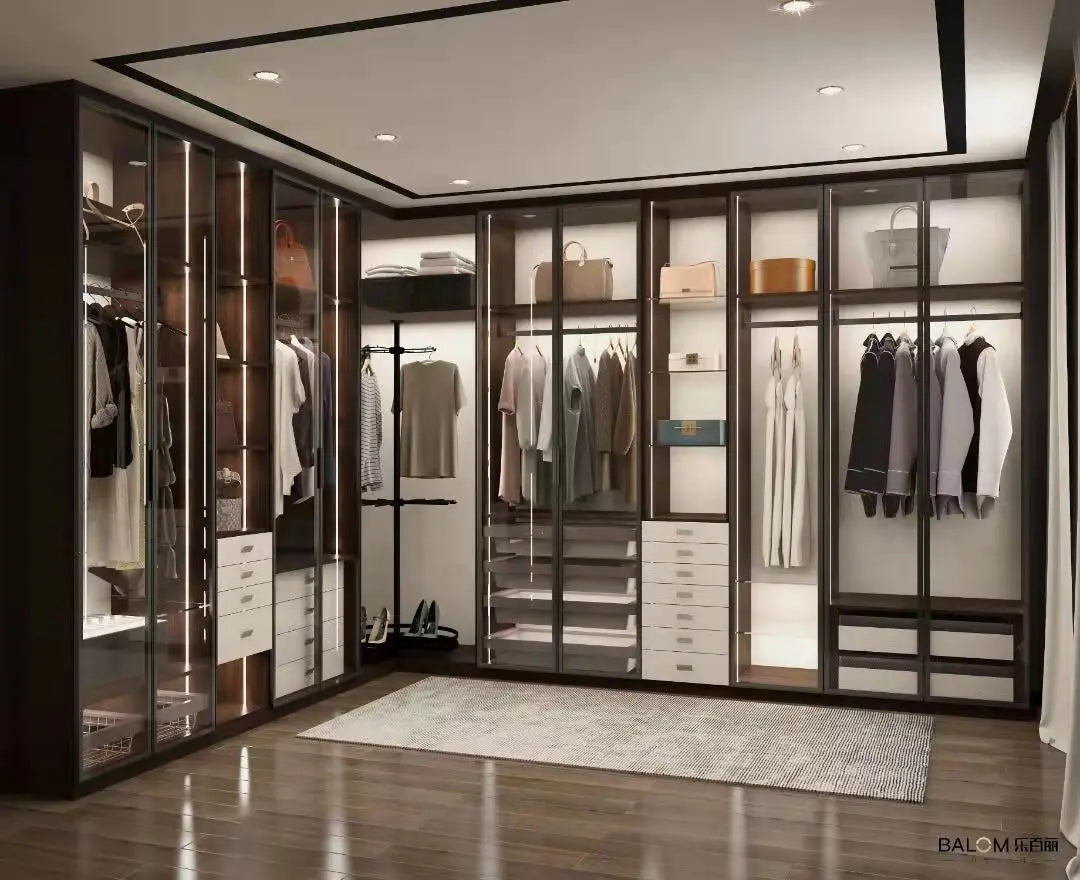 Factory Direct Supplier Durable Modern Design Closet Glass Door Wardrobe