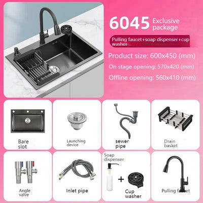 Stainless Steel Kitchen Sink Large Single Slot Undermount Basin Household Washbasin Multifunctional Sinks Apartment