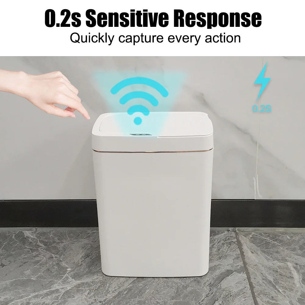 Smart Trash Can With Lid 18L for Kitchen Bathroom Bedroom Automatic Bagging Touchless Smart Sensor Garbage Bin