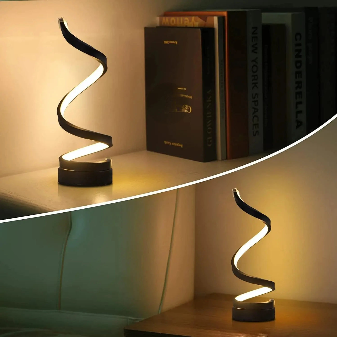 LED Spiral Table Lamp - Modern and Elegant Nightstand Lamp for Living Rooms, Bedrooms, and Offices. Enhance Any Space with its S