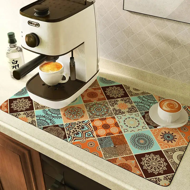 Coffee Machine Drain Pad Super Absorbent Dish Drying Mat Tableware Draining Pad Quick Dry Rug Kitchen Dinnerware Placemat