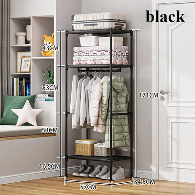 Floor Standing Coat Hanger Metal Clothing Hat Integrated Shelf Waterproof Layer Cloth Nail Free Assembly Moisture-proof Wardrobe