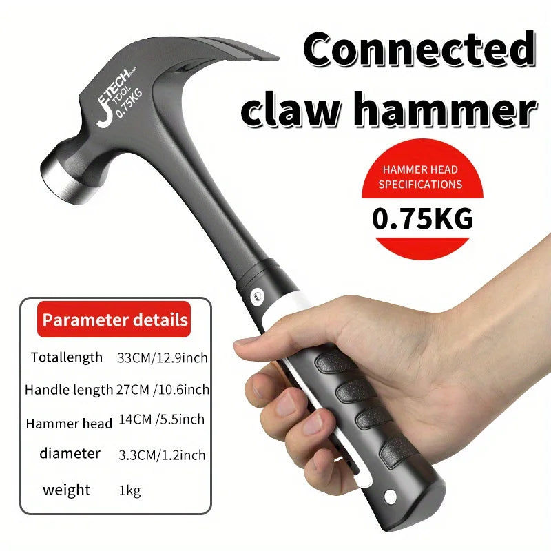 1pc Integrated Claw Hammer, Professional Woodworking Joinery Home Carpentry Hand Hammer, Nail Hammer, Non-Slip Multifunctional H