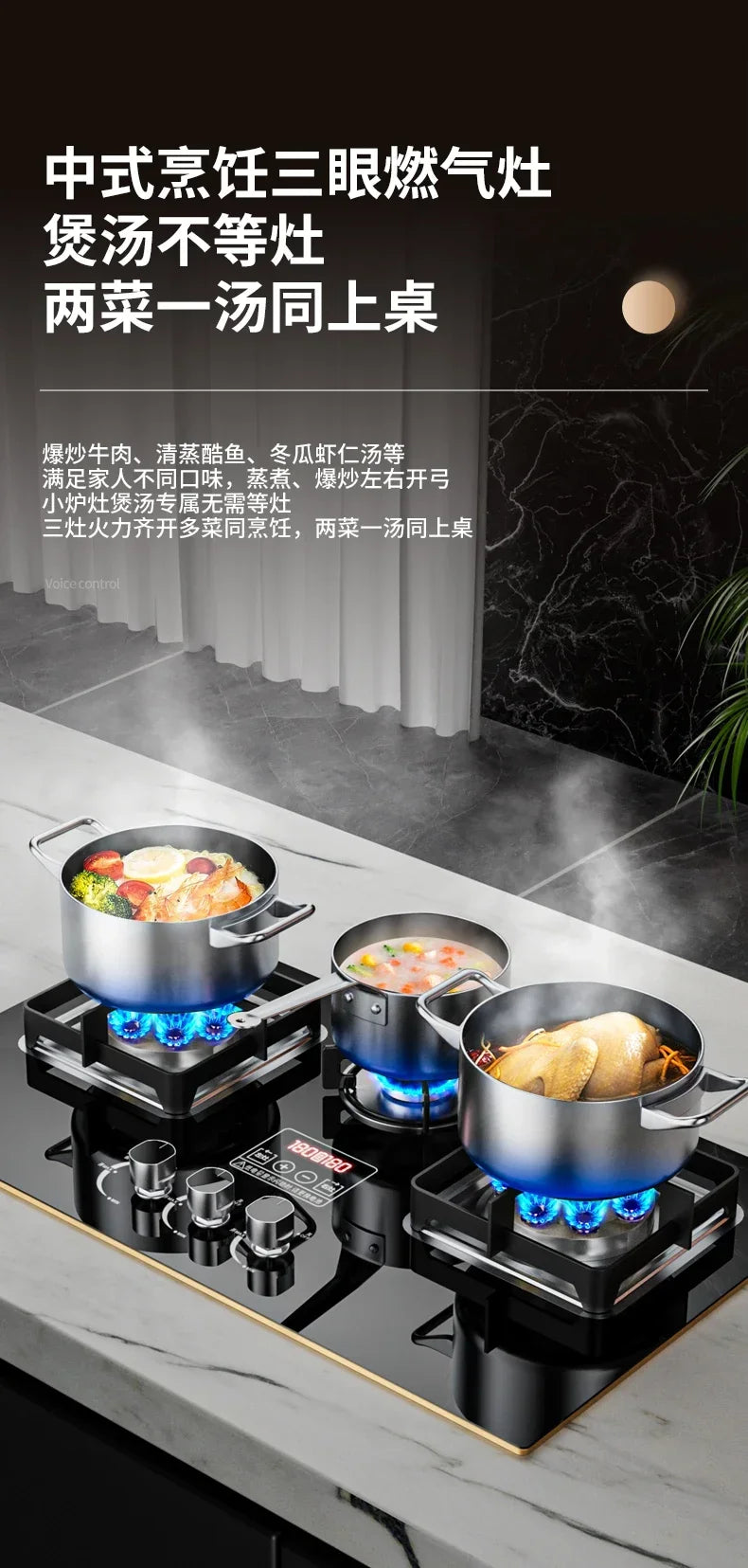 Gas Stove Household Three Stove Timing Table Embedded Dual-purpose Natural Gas Liquefied Gas Fire Stove Gas Stove