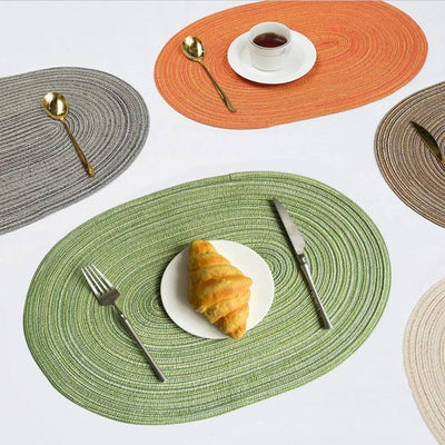 Oval Table Place Mats Pad Braided Non-slip Heat Insulation Placemat Kitchen Accessories Farmhouse Decor Bowl Dish Pad Mat