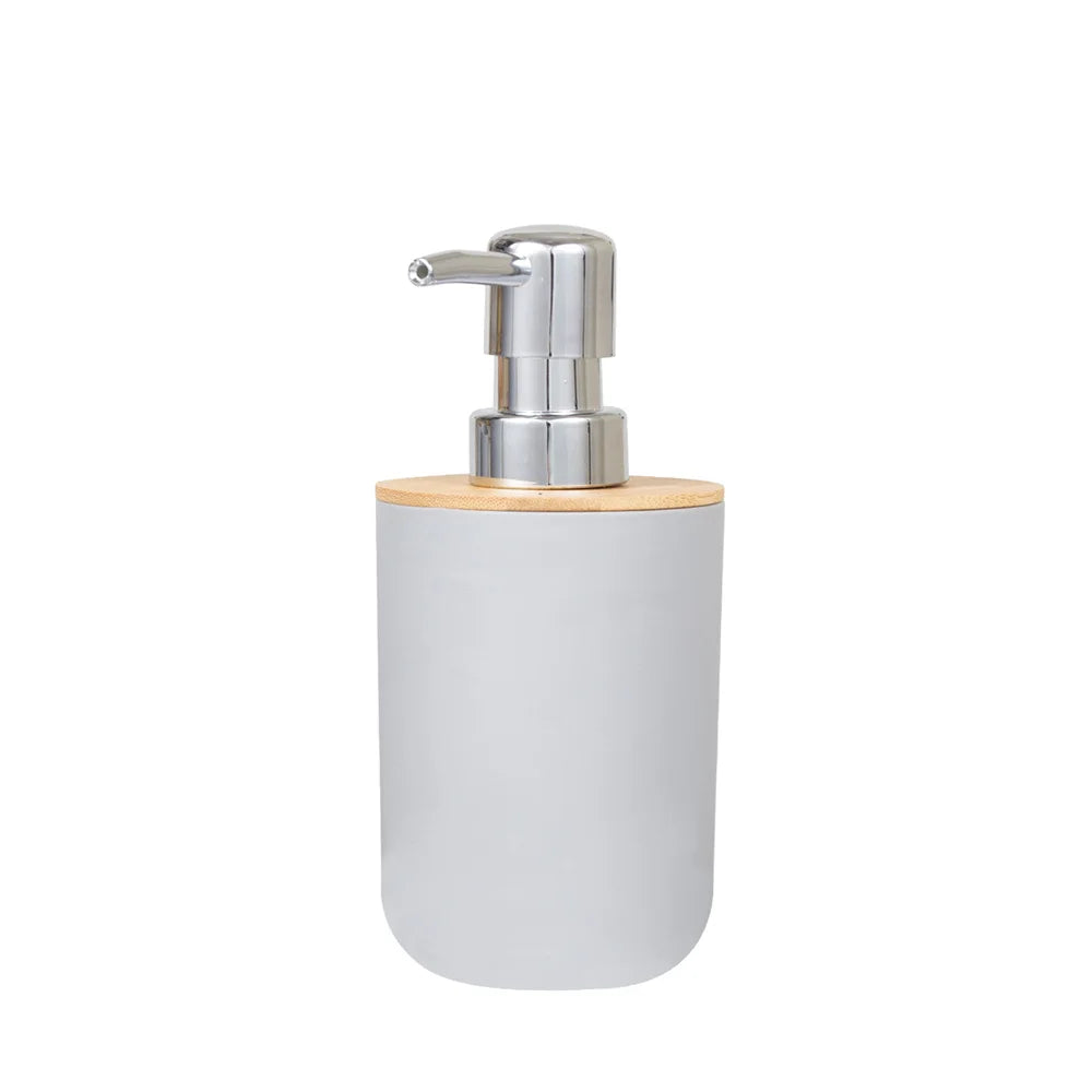 Bamboo Bathroom Accessories Designer Soap Lotion Dispenser Toothbrush Holder Soap Dish Tumbler Wood Bottle Cup Black/White/Gray