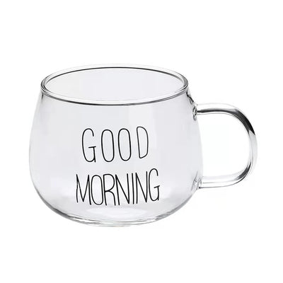 1Pcs Transparent Creative Glass Coffee Tea Mug Letter Printed Milk Coffee Glass Gifts Breakfast Drinks Dessert Cup for Gifts