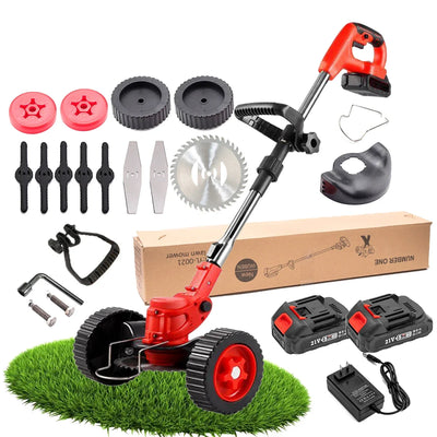 Battery operated weed wacker eater grass cutter cutting machine cordless electric lawn mower power string trimmer