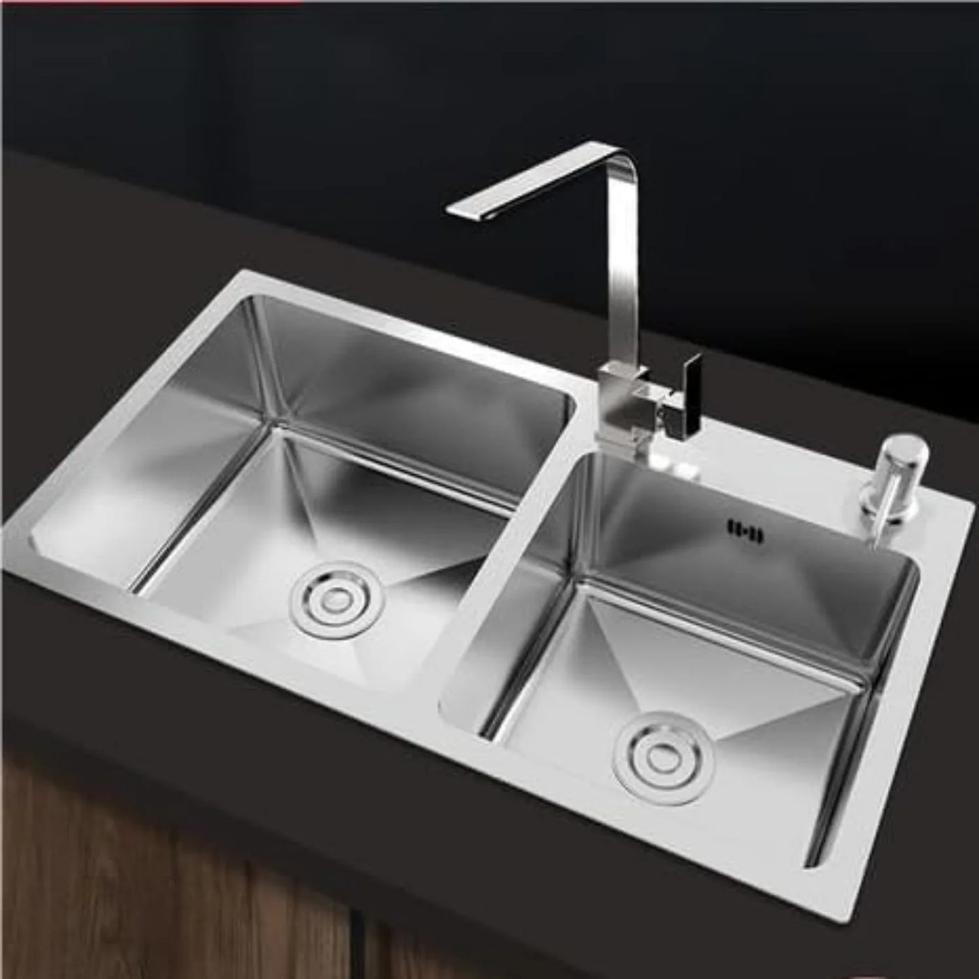 32" x 18" Drop-in/Topmount Double Bowl Kitchen Sink, Nano-Coated 304 Stainless Steel Kitchen Sink with Drain and Overflow