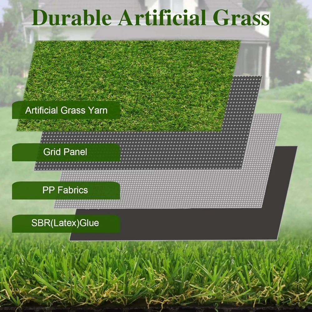 Realistic Fake Grass Rug with Drainage Holes, 20MM Indoor Outdoor Lawn Landscape for Backyard Patio, Artificial Turf Grass