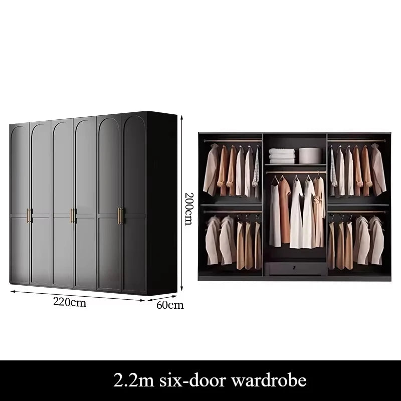 French Retro Style Black Wardrobes Storage Multilayer Cabinet Open Closets Wardrobes Bedroom Drawers Rangement Chambre Furniture