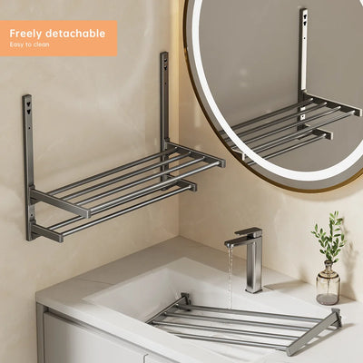 Suction towel rack bathroom free Confucius wall hanging single pole bathroom toilet towel storage rack hanging rod