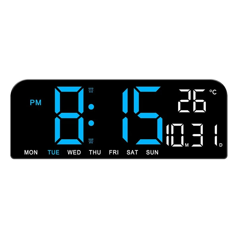 Large LED Digital Wall Clock Temperature Date Week Display Countdown Table Clock Brightness Adjustment Two Alarm 12/24h Clock