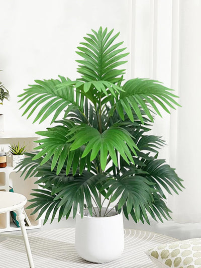 70-80cm Large Artificial Palm Tree Tropical Green Leaves Fake Plants Plastic Monstera Faux Tree Branch for Home Kitchen Decor