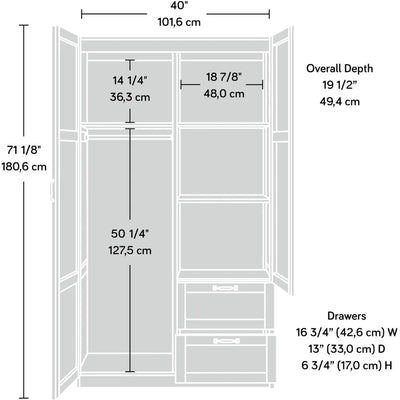 Multipurpose Bedroom Armoire Wardrobe Closet Pantry Storage Cabinet with Drawers and Hanging Rail