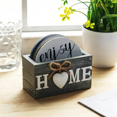 Home Love Wooden Set Insulated Coasters Kitchen Tableware Anti Scald And Household Use Cup Trays Decor Accessories