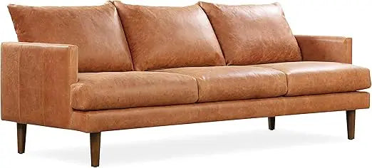 POLY & BARK Argan 93" Sofa in Full-Grain Pure-Aniline Italian Tanned Leather in Cognac Tan