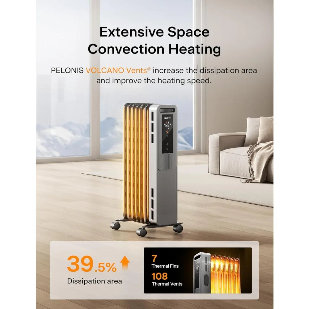 Indoor electric space heater, large room with thermostat and remote control, 24-hour timer, overheating andoverturningprotection