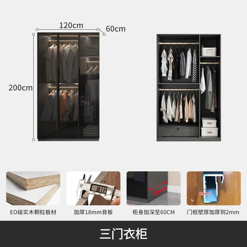 With Glass Doors Wardrobes Multilayer Luxury Storage Open Closets Wardrobes Cabinet Shelves Guarda Roupas Bedroom Furniture