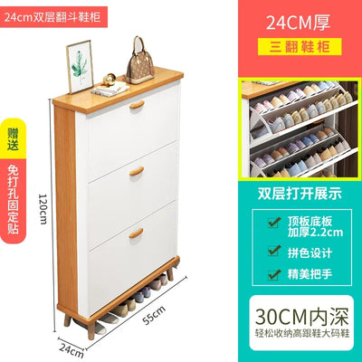 Ultra-Thin Shoe Cabinet Home Doorway Home Tilting Entrance Cabinet Shoe Rack