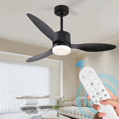 Modern Simple 42 Inch 52 Inch DC Motor Remote Control Long Blade Led Ceiling Fan with Light Living Room Dining Room Fan Light