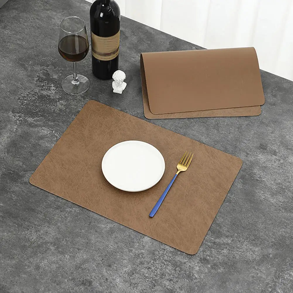 Light Luxury Solid Placemat Faux Leather High Elastic Soft Touch Easy to Clean Heat-Insulated Plate Bowl Pad Table Decoration