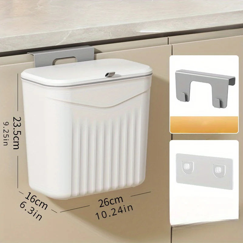 Effortless Cleanup Space-Saving White Wall-Mounted Trash Bin for Kitchen - Durable Plastic, Multi-Functional Garbage Storage