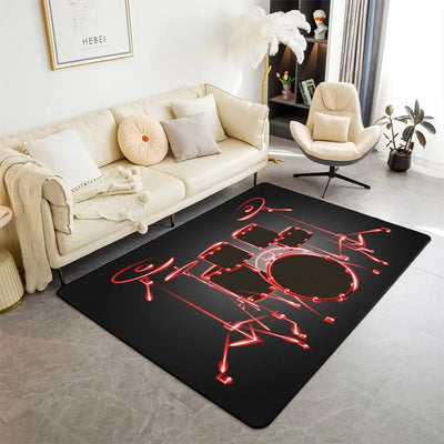 Drum Kit Carpet for Living Room Bedroom Decoration Music Instruments Area Rugs Non-slip Home Lounge Floor Mat Kitchen Doormat