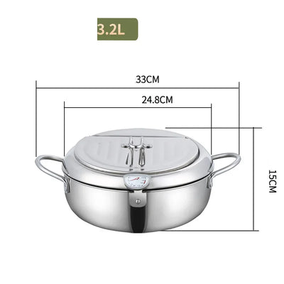 Stainless steel fryer 1PC household double bottom oil saving temperature control gas induction cooker special kitchen supplies