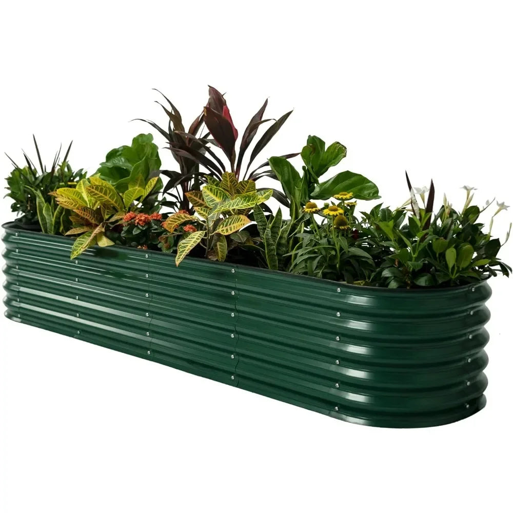 Garden elevated garden bed kit, 17 inch high 9 in 1 8 feet x 2 feet metal elevated flower pot, ground flower pot box