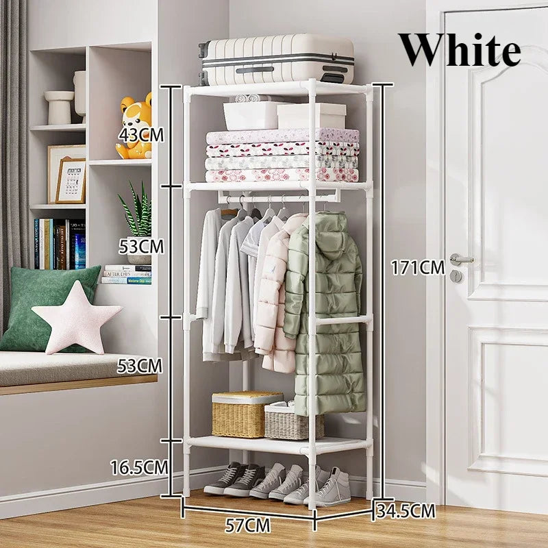 Coat Rack Multifunctional Simple Clothing Rack Single Row Saves Space Wardrobe Storage Hanger Household Bedroom Space Saving