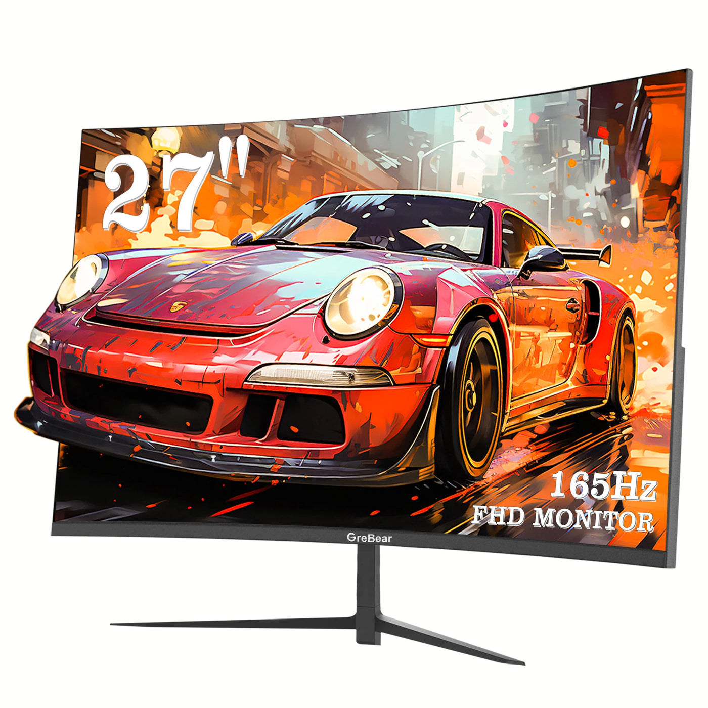 27-inch Curved Monitor 165Hz FHD 1080P VA Screen 1ms GTG Home Office Computer Gaming Monitor, FreeSync Technology, 100% SRGB, HD