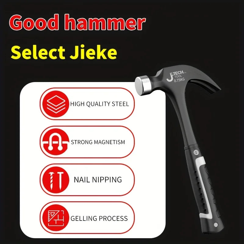 1pc Integrated Claw Hammer, Professional Woodworking Joinery Home Carpentry Hand Hammer, Nail Hammer, Non-Slip Multifunctional H