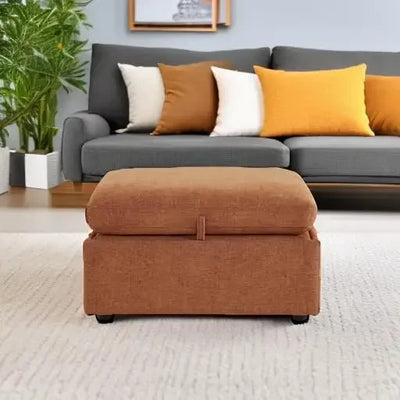 34 Inch Upholstered Square Modular Storage Ottoman for Sectional Sofa,Storage Ottoman Footrest and Seat Cube for Living Room,