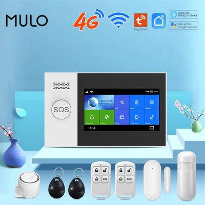 Tuya 4G Home Alarm Smart Home Wireless alarm system For Home Garage Touch Screen Alarms Mobile APP Remote Control Support Alexa