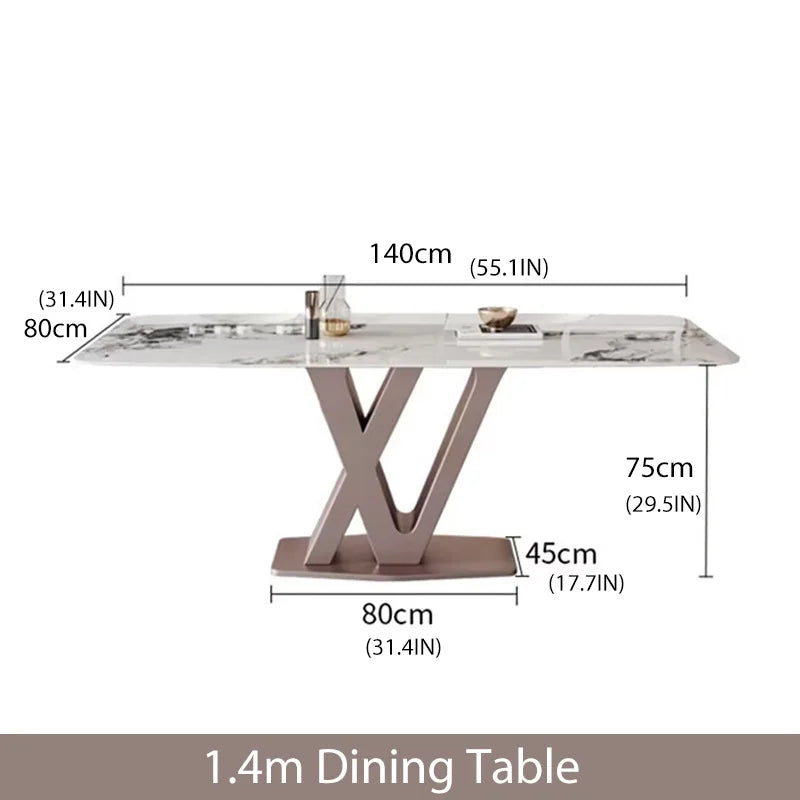 Creative Fashionable Dining Table Rectangle Rock Slab Tabletop Frame Purple Marble Dining Table Lounge Muebles Hotel Furniture