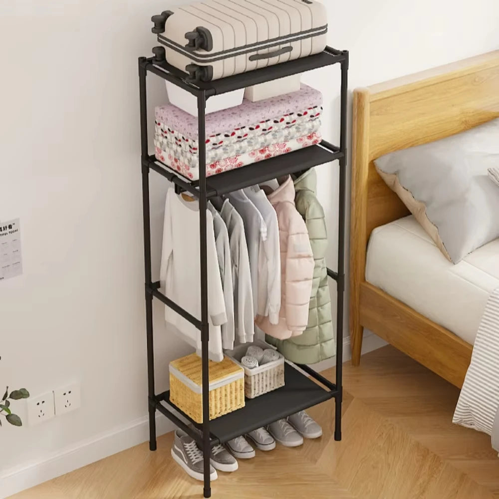 Simple Single Row Coat Rack Household Multi-functional Multi Layer Large Capacity Floor-Standing Storage Shelf Save Space